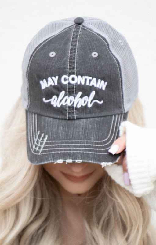 May Contain Alcohol Embroidered Trucker Hat - Twisted Southern Heat