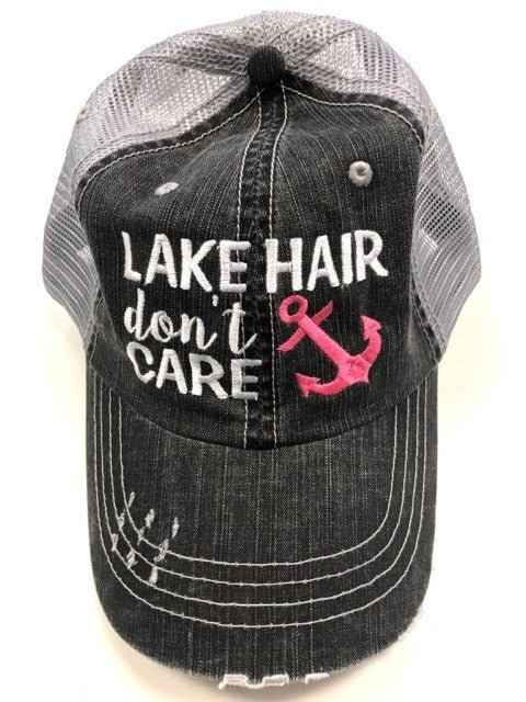 Lake Hair Don't Care Blue Anchor Trucker Hat - Twisted Southern Heat
