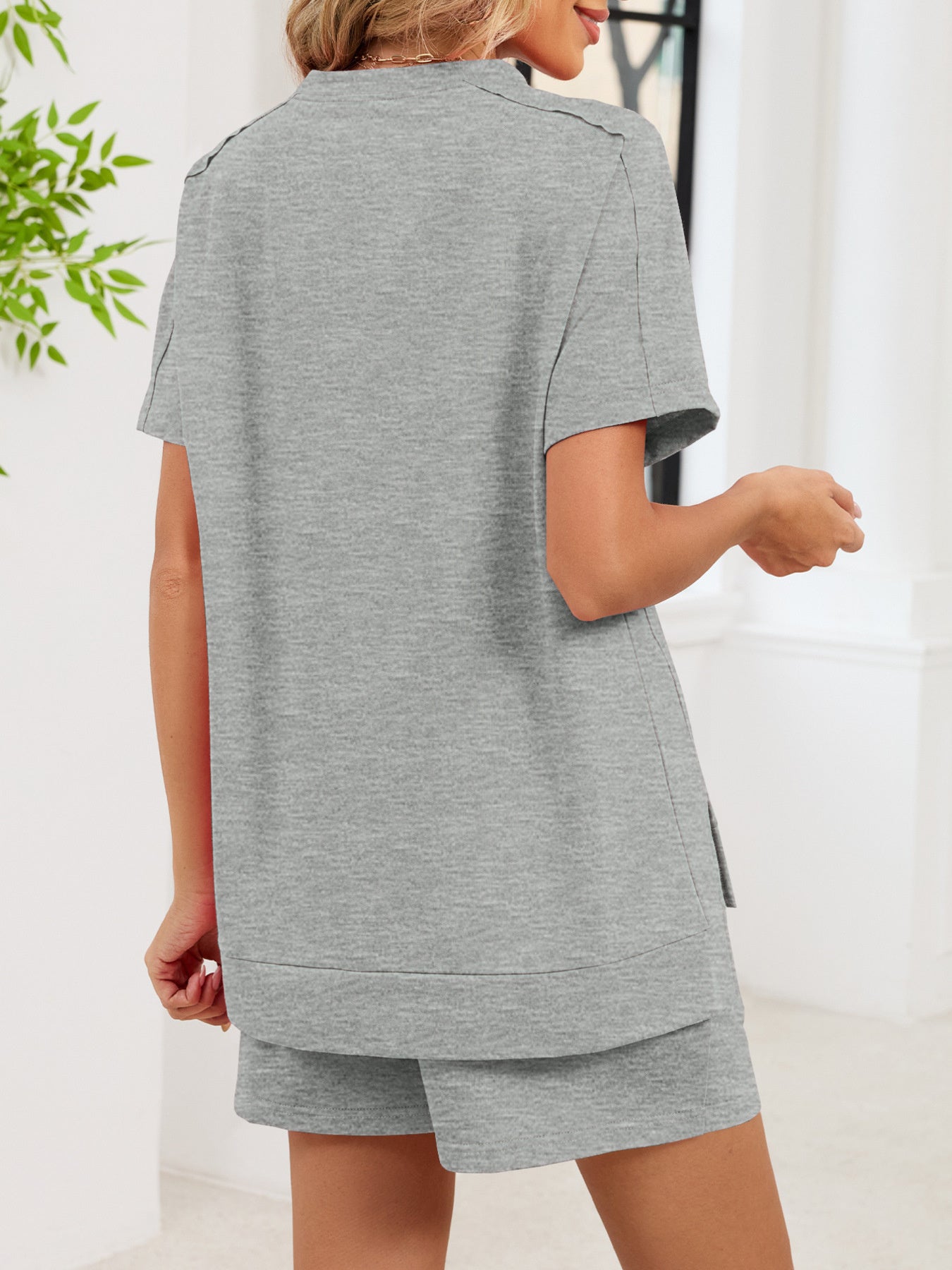 Round Neck Short Sleeve T-Shirt and Shorts Set - Twisted Southern Heat