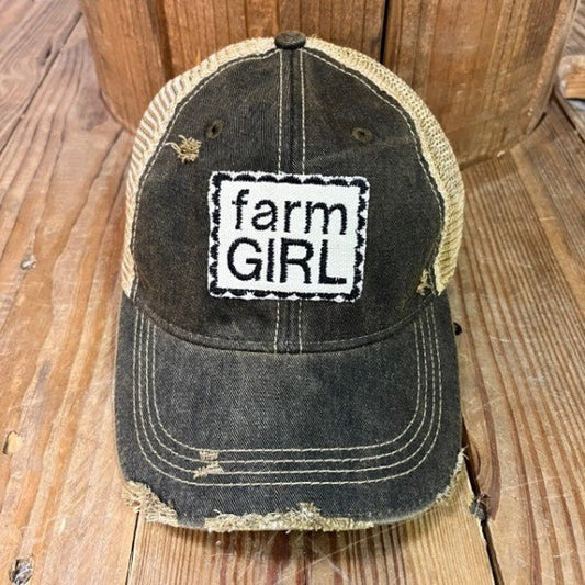 Farm Girl on Black Hat - Twisted Southern Heat