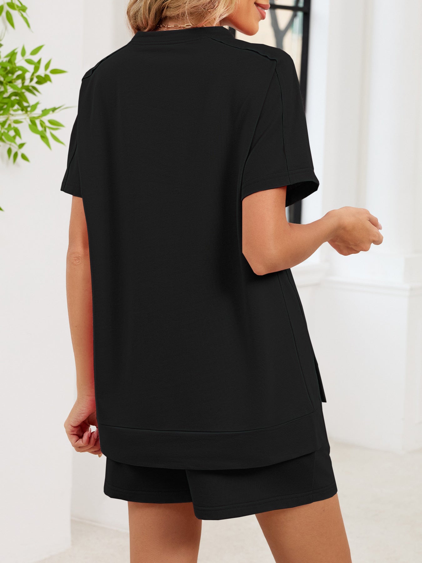 Round Neck Short Sleeve T-Shirt and Shorts Set - Twisted Southern Heat