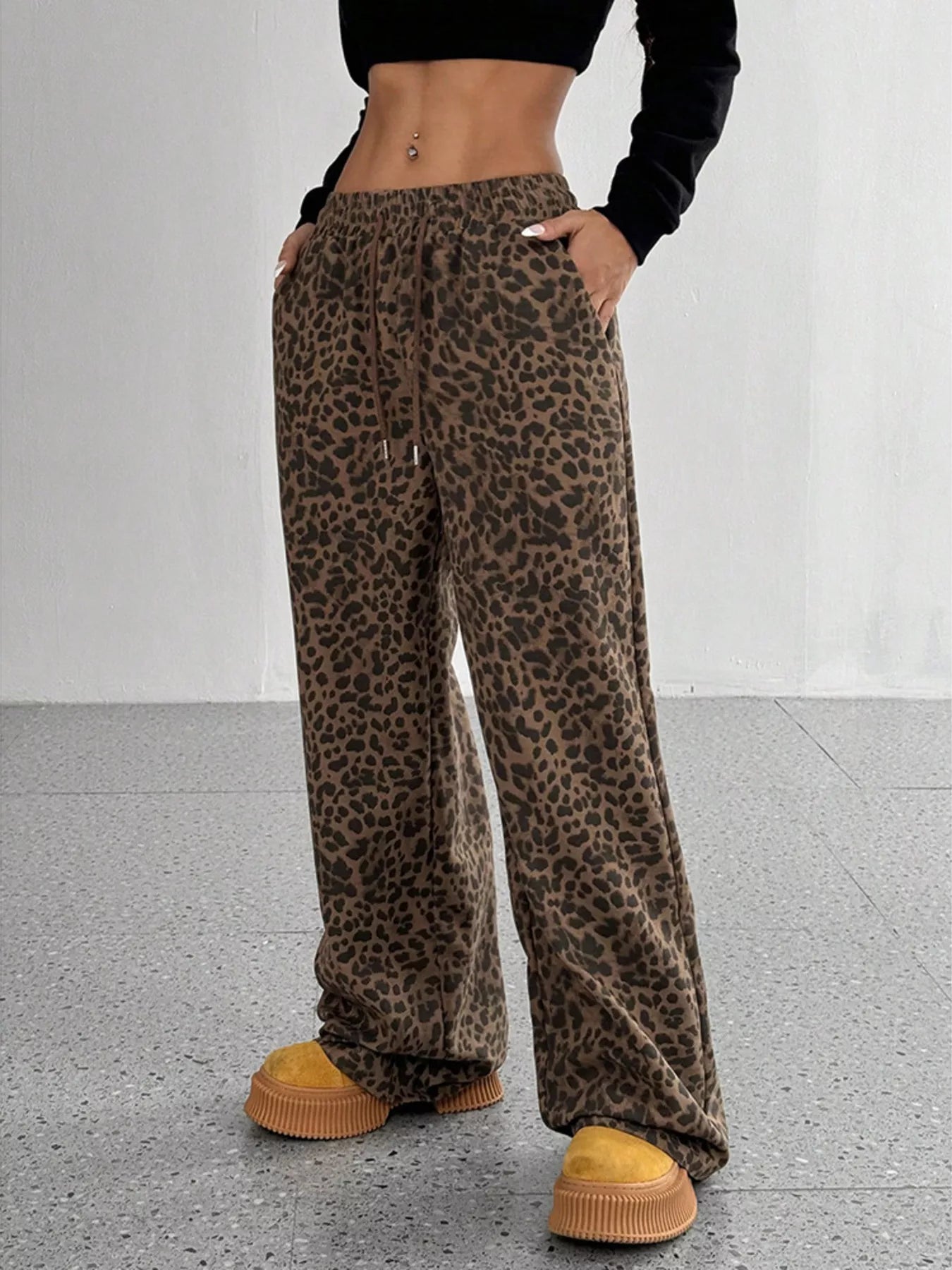 Full Size Leopard Print Wide Leg Pants Plus Size - Twisted Southern Heat