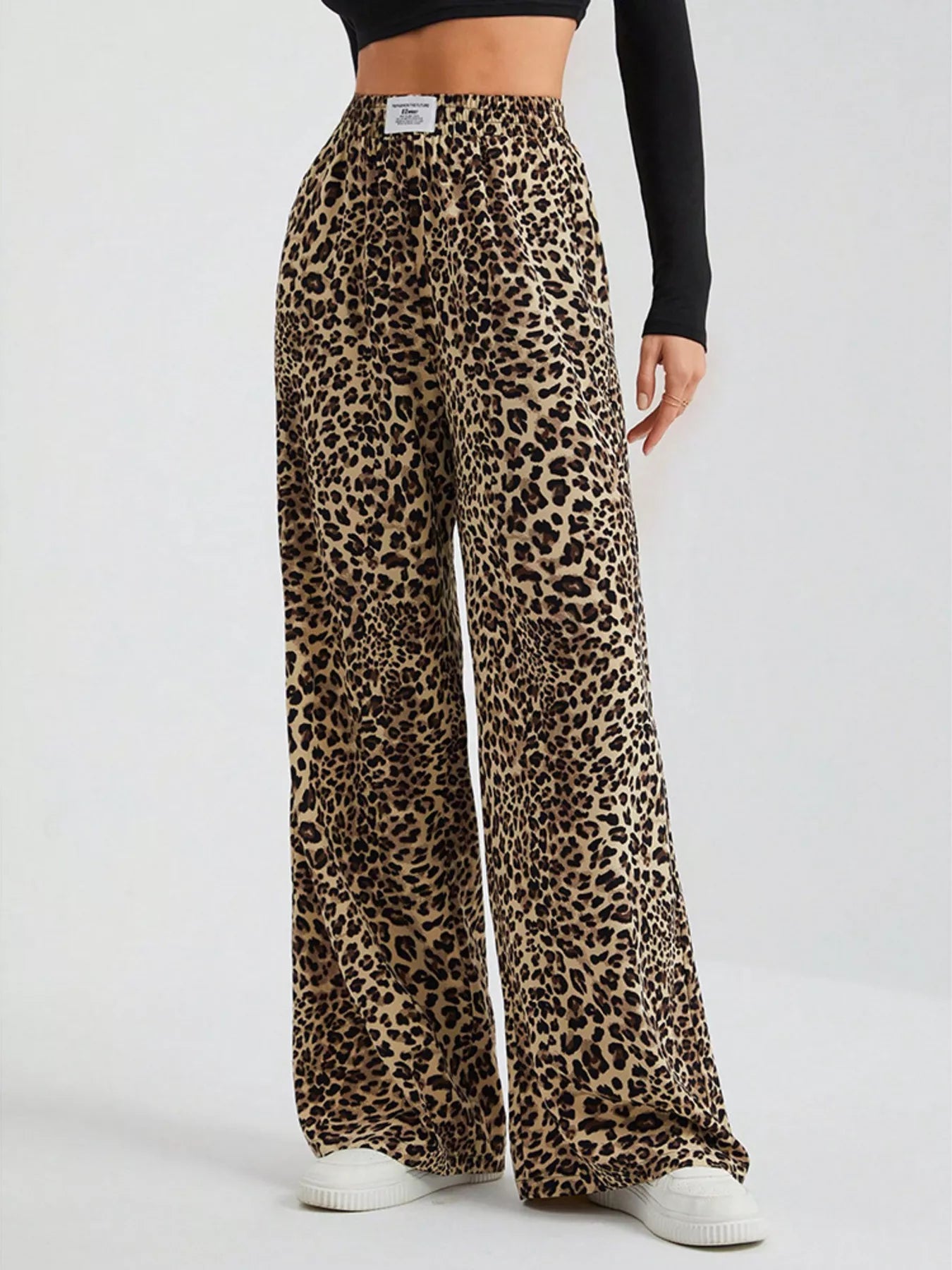 Full Size Leopard Print Wide Leg Pants Plus Size - Twisted Southern Heat