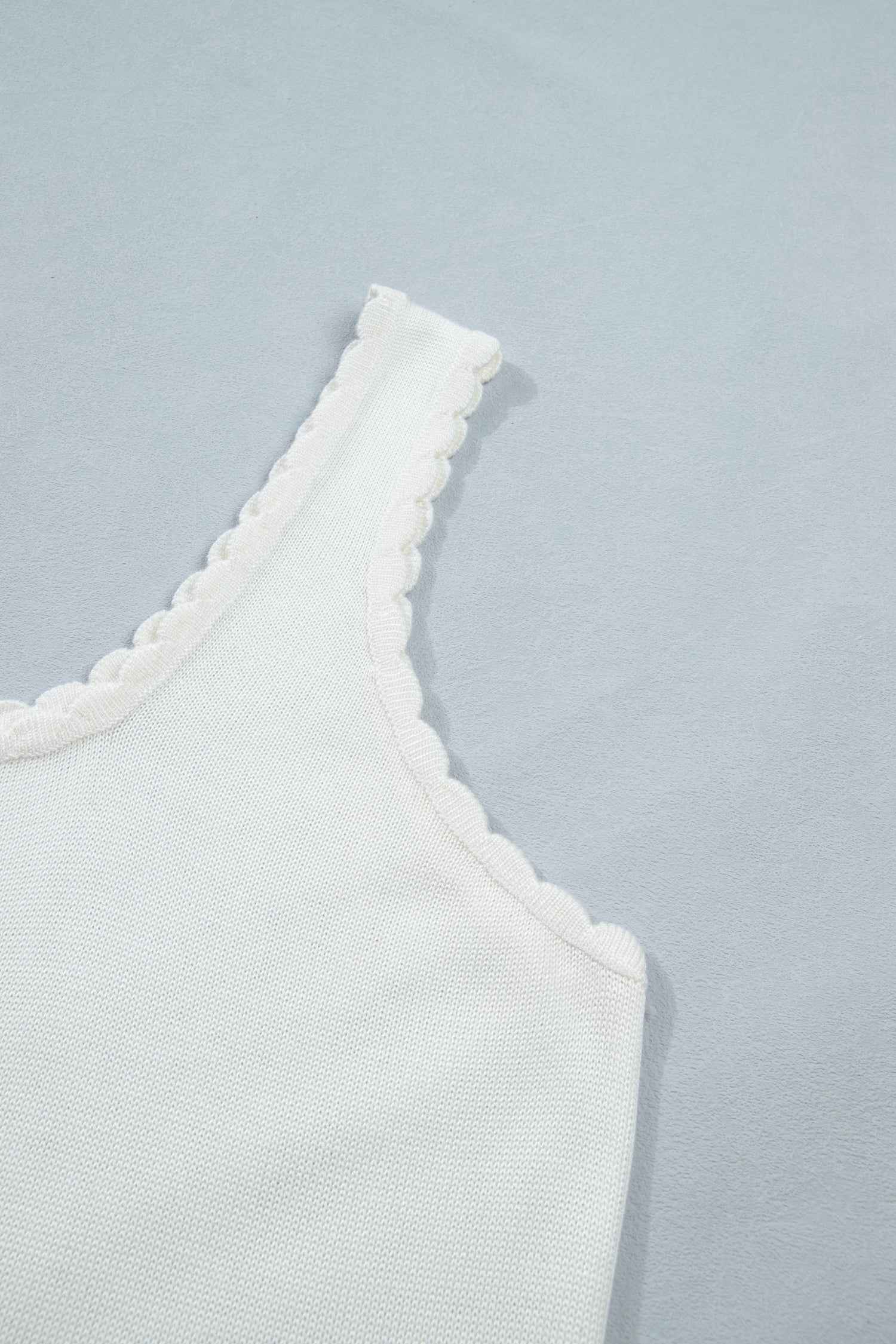 White Plus Size Floral Print Scalloped Trim Square Neck Sweater Vest - Twisted Southern Heat