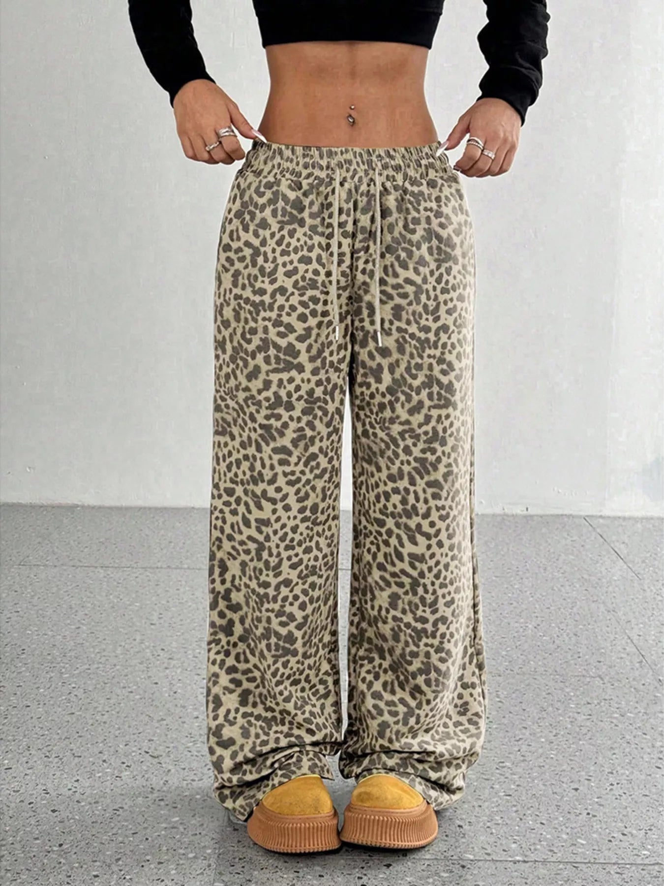Full Size Leopard Print Wide Leg Pants Plus Size - Twisted Southern Heat