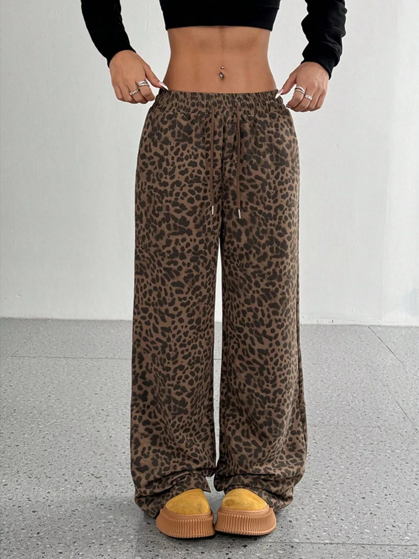 Full Size Leopard Print Wide Leg Pants Plus Size - Twisted Southern Heat