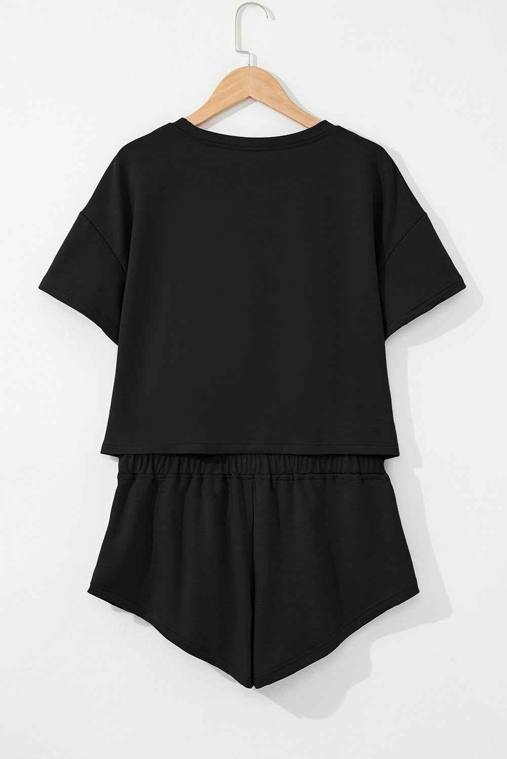 Black 2pcs Cropped Tee and Ruffle High Waist Skort Set - Twisted Southern Heat
