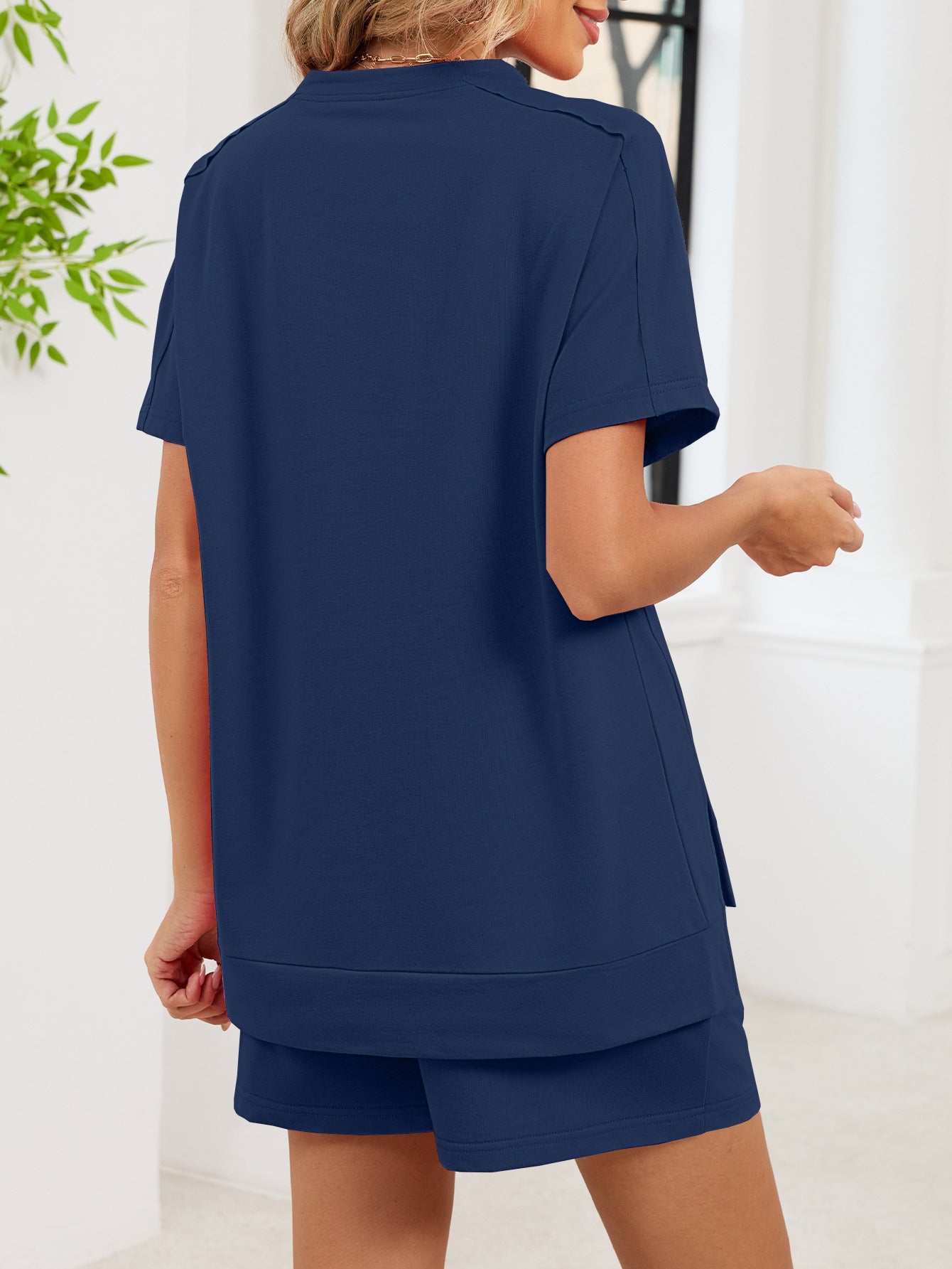 Round Neck Short Sleeve T-Shirt and Shorts Set - Twisted Southern Heat