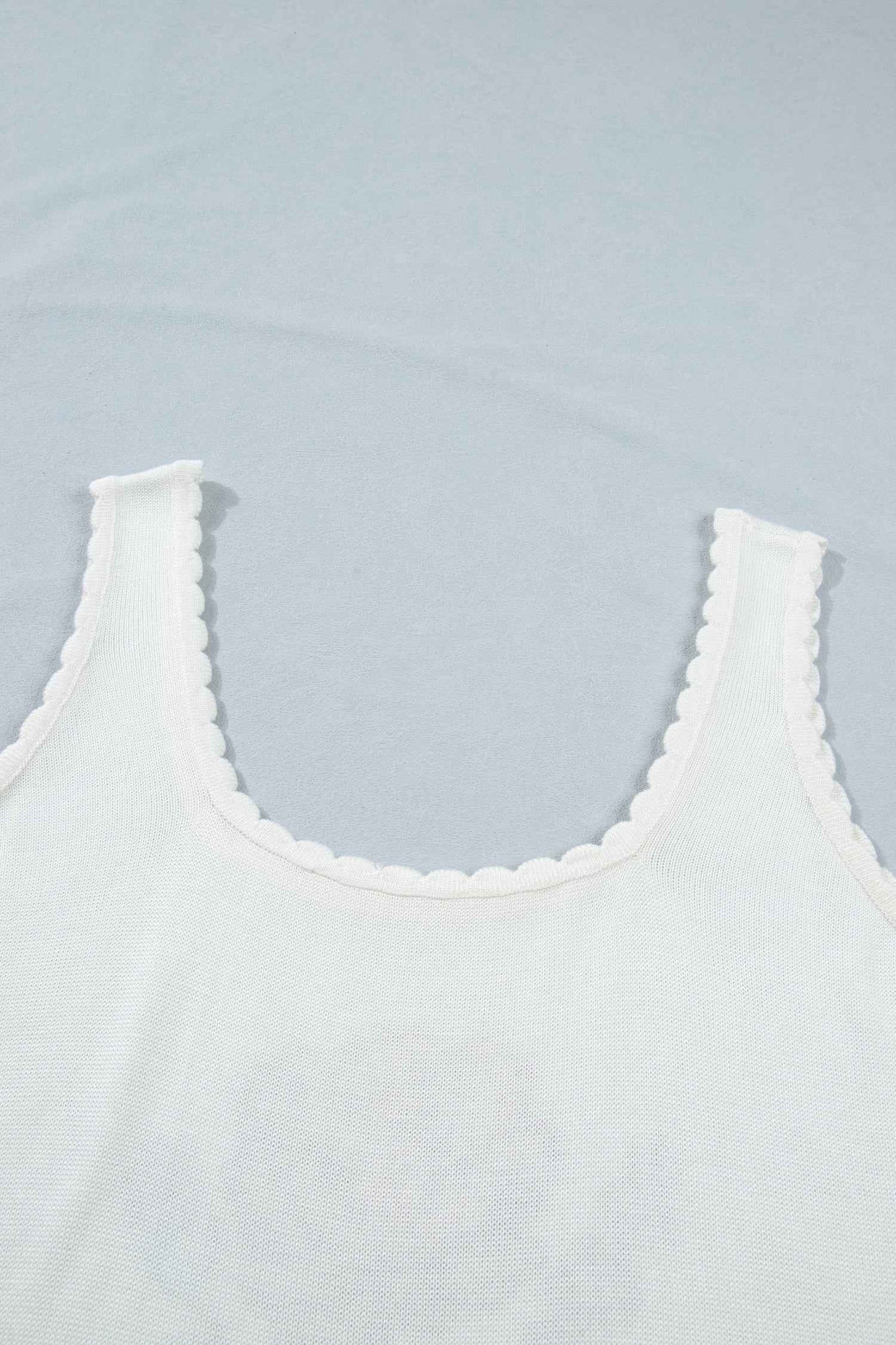 White Plus Size Floral Print Scalloped Trim Square Neck Sweater Vest - Twisted Southern Heat