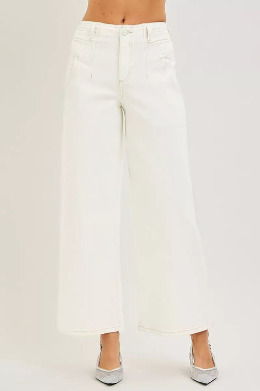 RISEN High Rise Ankle Wide Pants - Twisted Southern Heat